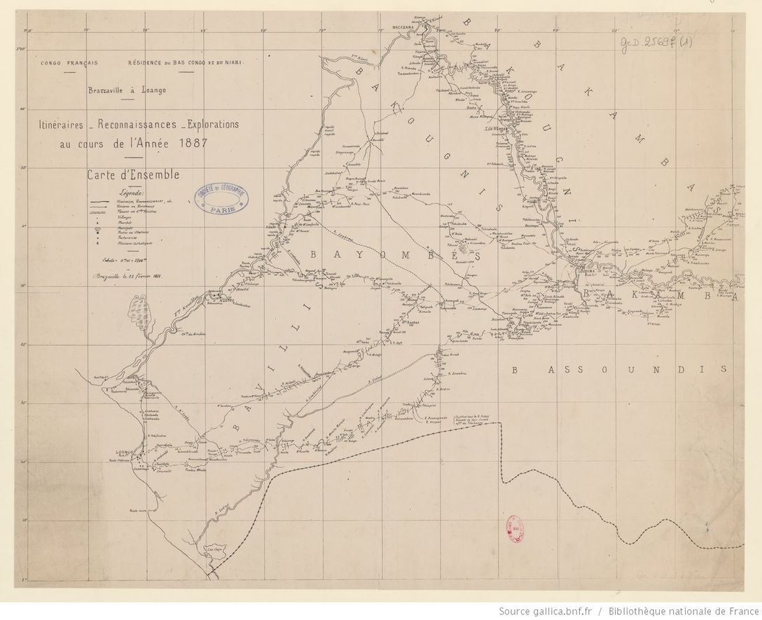 Brazzaville à Loango, Itinéraires, Reconnaissances, Explorations au cours de l'Année 1887