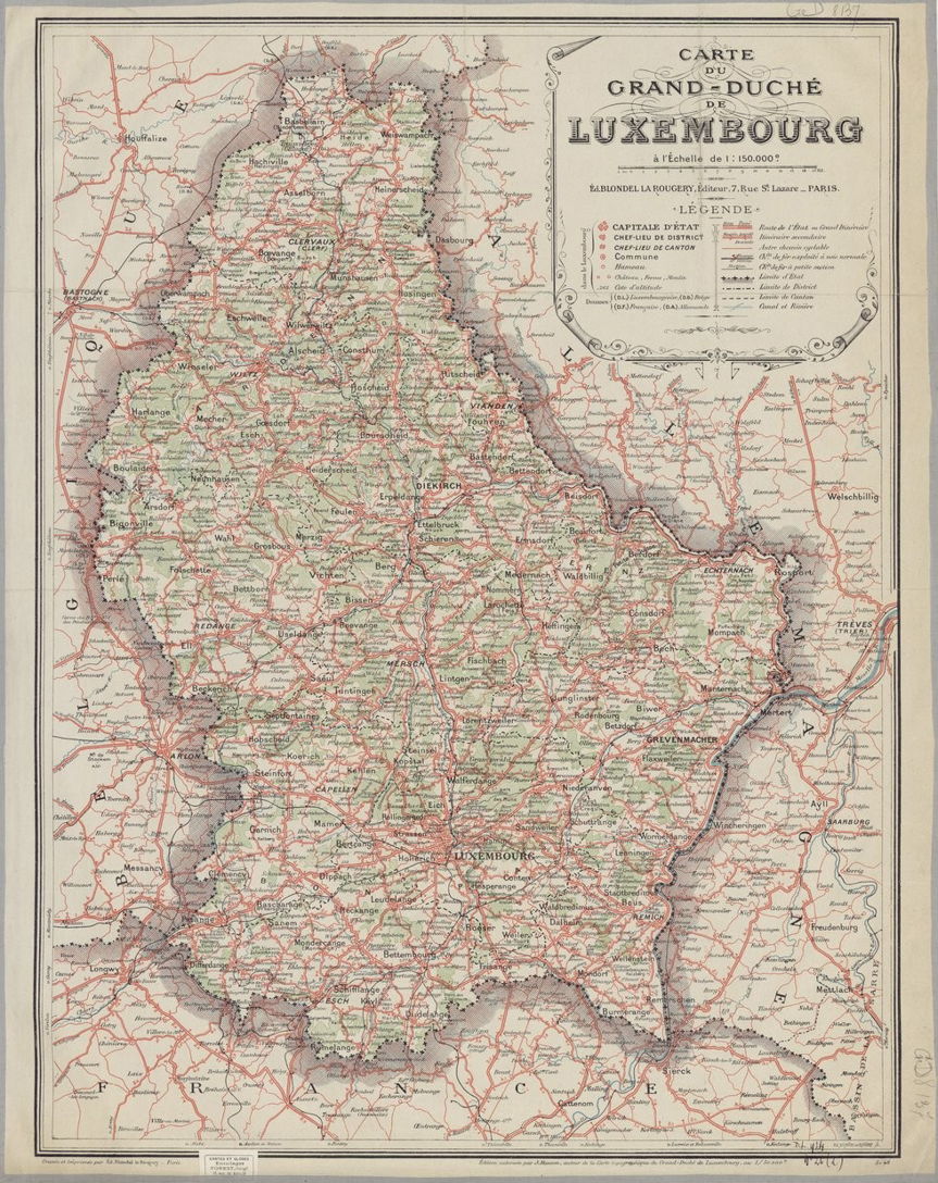 Carte du grand-duché de Luxembourg - 1924 