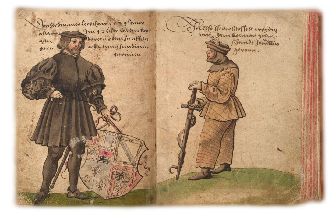 Cortès et Wieditz - Dessins de Christoph Weiditz extraits du Recueil de costumes, Nuremberg, Germanisches Nationalmuseum