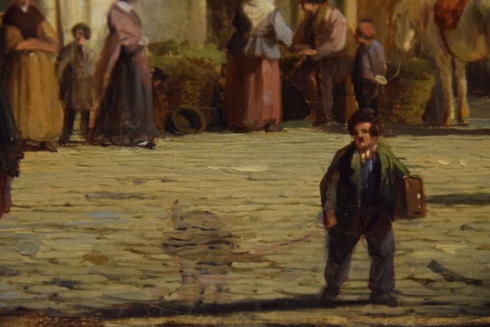 Détail - Cornelis Springer - place de marché devant une église - 1843 - Villa Vauban
