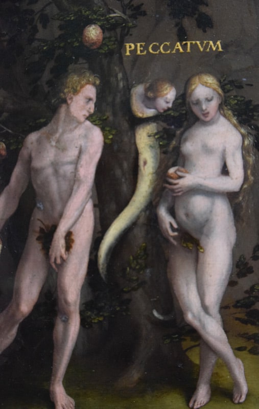 Détail (Adam et Eve) - vers 1526 Hans Holbein le Jeune - Allégorie de l'Ancien et du Nouveau Testament - Scottish National Gallery - NG 2407