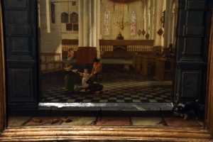 (détail) Louwys Aernouts Elsevier, Intérieur de la vieille église (Oude Kerk) de Delft,1653, Lisbonne, Museu Nacional de Arte Antiga, inv 1721 Pint