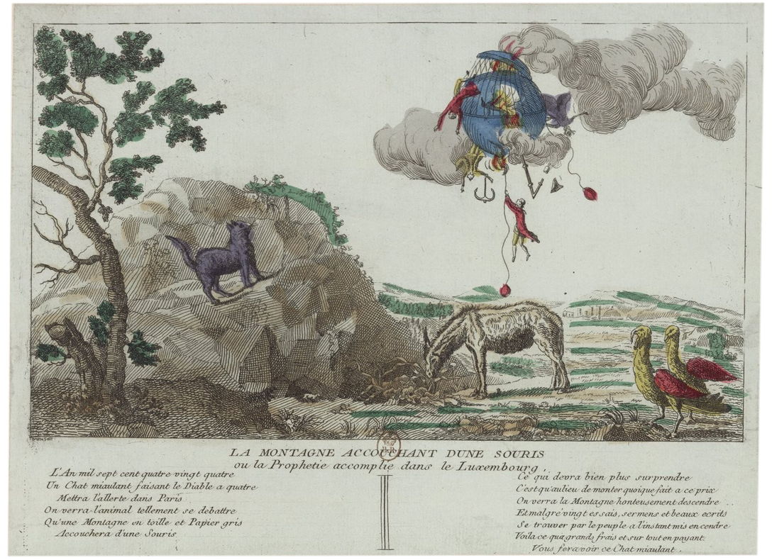 La Montagne accouchant d'une souris ou la Prophétie accomplie dans le Luxembourg - 1784 - [estampe] Bresse S-sit - Gallica/BNF