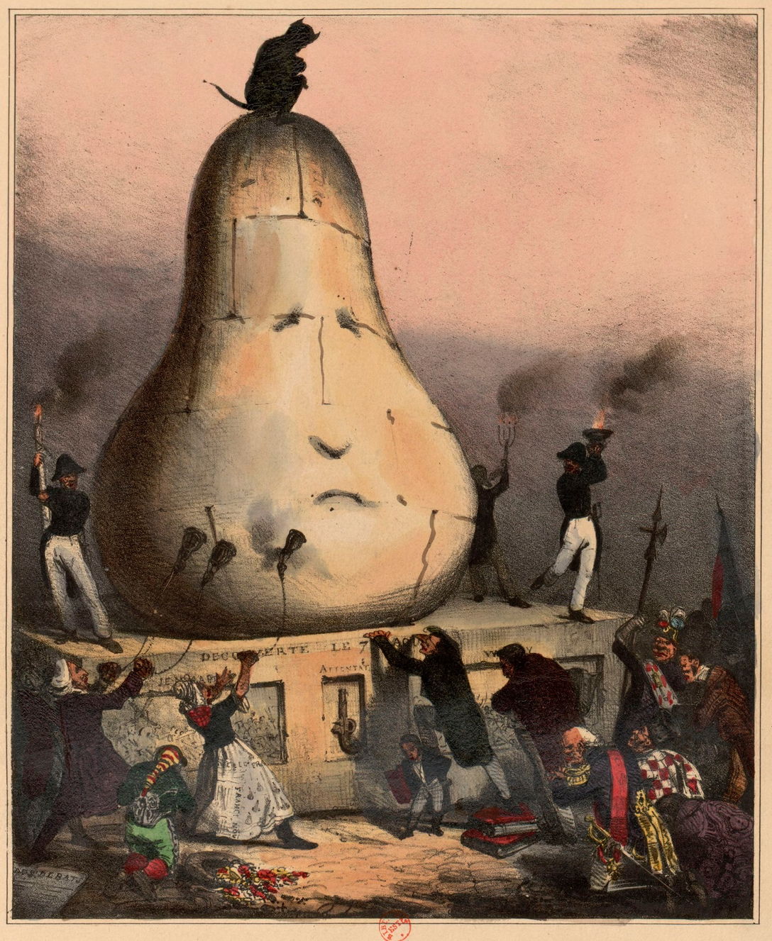 Obelisque élevé à la gloire d'une révolution, et découvert en 1830, au juste milieu de l'arabie heureuse, par une caravane d'épiciers doctrinaires [estampe]