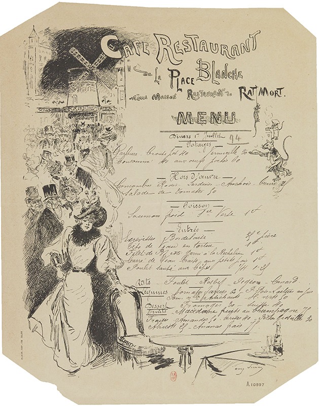 Menu, Café restaurant de la place Blanche, même maison Restaurant du rat mort - 1894 - Gallica/BNF