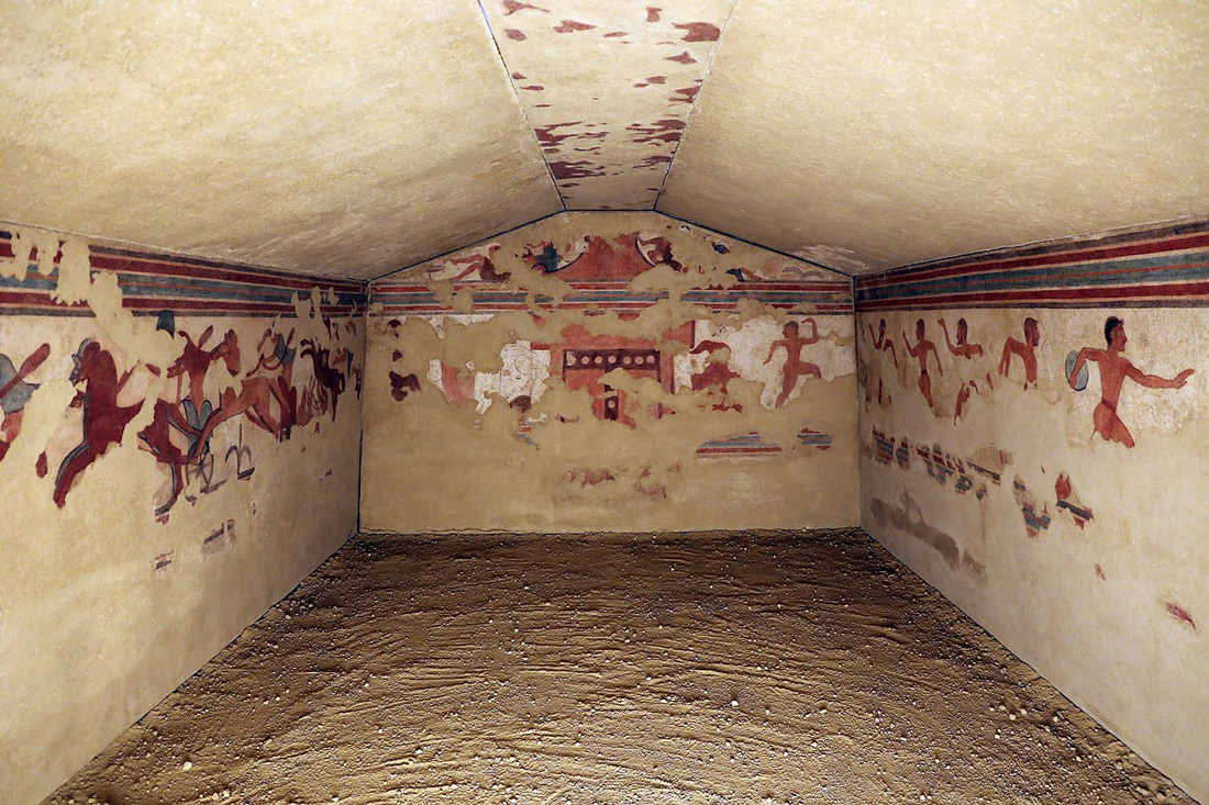 Tombe des Olympiades - décors conservés au musée archéologique national de Tarquinia - photo de Sailko - Wikimedia commons