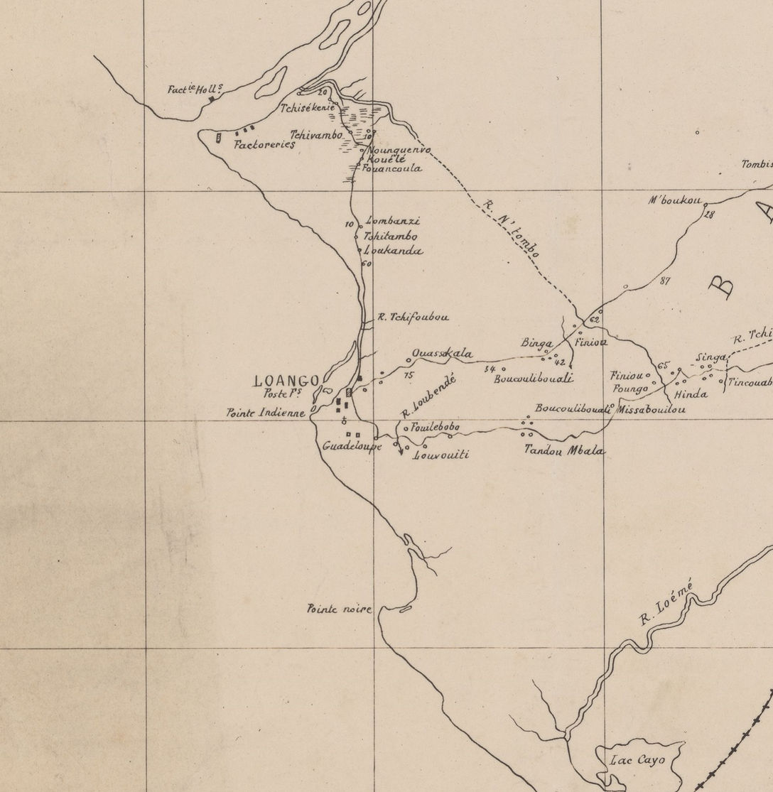 Zoom - Carte Chollet -Brazzaville à Loango 1887