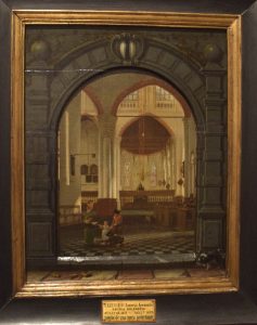 Louwys Aernouts Elsevier, Intérieur de la vieille église (Oude Kerk) de Delft,1653, Lisbonne, Museu Nacional de Arte Antiga, inv 1721 Pint