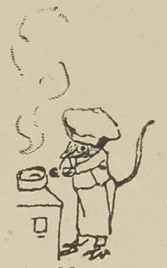 Détail - dessin d'Henry Somm - Menu, Café restaurant de la place Blanche, même maison Restaurant du rat mort - 1894 - Gallica/BNF